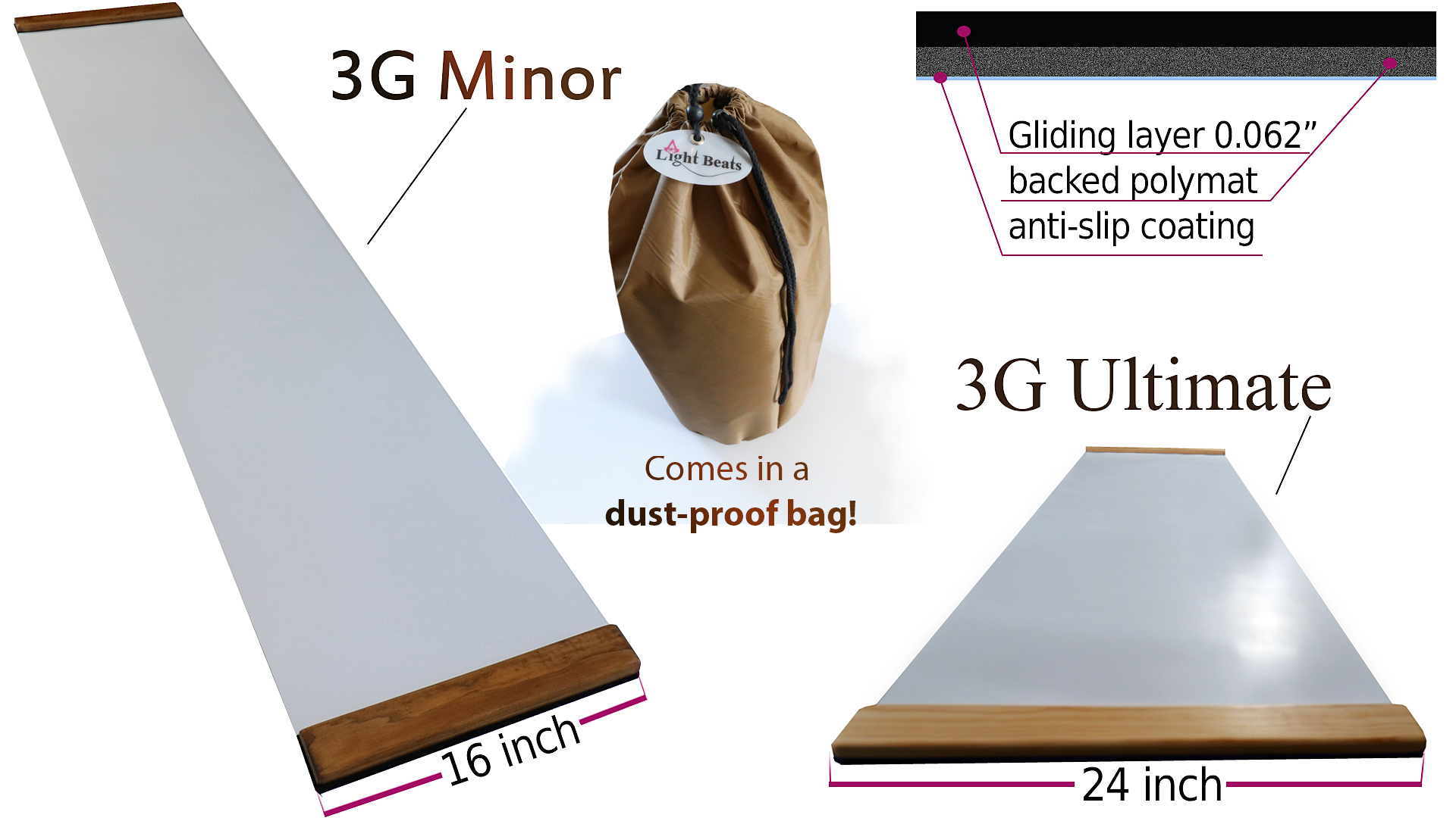 3G Ultimate Slide Board with Nano Buffed Surface.
